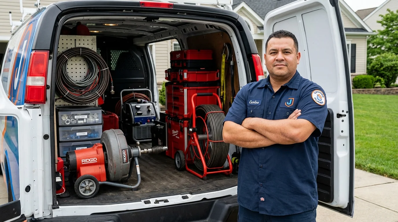 Professional drain cleaning equipment and Johns Plumbing LLC plumber in Wawarsing
